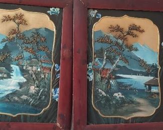 Vintage Asian art panels