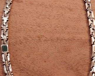 Sterling and malachite choker