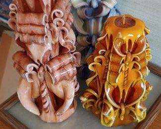 Carved ribbon candles
