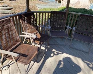 Folding webbed furniture.