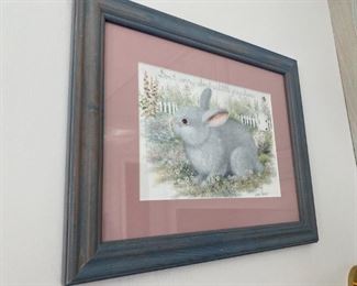Framed bunny print.