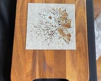 Cheese wood and tile platter.