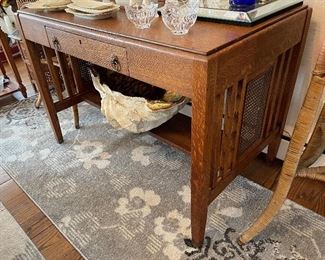 Vintage Mission Library Table Desk made by the Daisy Line Faribault Minnesota size: 43” long, 26” deep, 30” tall