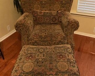 upholstered chair with ottoman                                                      WILL PRE-SELL $250 text 817-617-9481