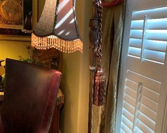 pretty floor lamp with beaded trim shade