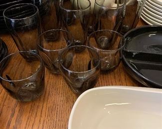 Russel Wright smoky “pinch” glassware (available in clear also)