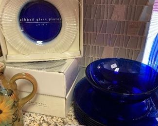 Cobalt and clear plates