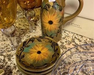 Hand painted olive oil set