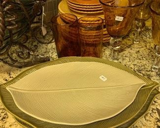 Crate and Barrel ribbed banana leaf trays