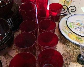 Patterned red glasses