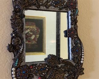 beaded framed mirror (smaller than the picture looks)
