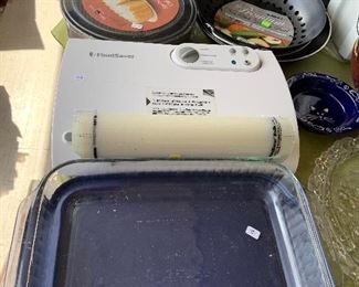 food saver, covered pyrex cake/casserole pan