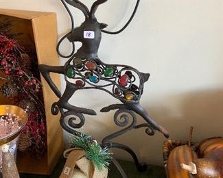 iron reindeer candle holder