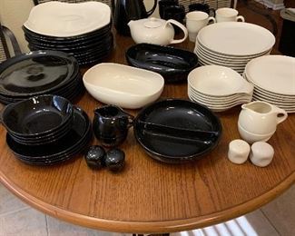 Russel Wright for Oneida mid century modern style dishes, Black Pepper and Ivory