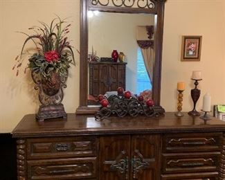 San Marco by Sears Mediterranean style dresser with barley twist and mirror