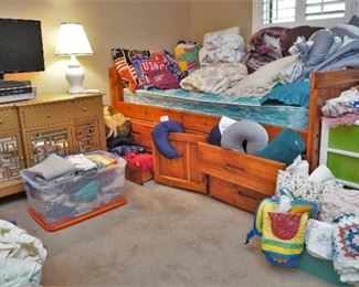 Pair of twin beds with storage