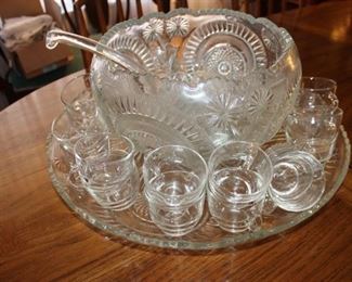 Large Punch Bowl with Underplate and Cups