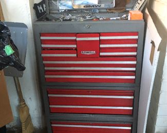 Craftsman tool cabinet and tools galore, full garage....