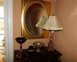 Gilt Mirror & Decorator Lamp