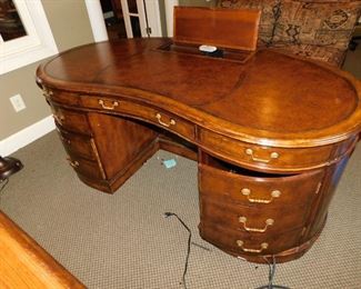 ADAC Executive Leather Top Desk With Elevator For Monitor