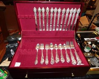 International Deep Silver Plate Service For 12 With Silver Chest