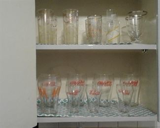 VINTAGE COCA COLA AND DRINKING GLASSES