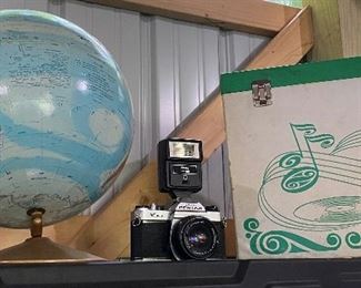 globe, camera, record box, oh my!