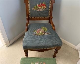 Antique chair and ottoman.