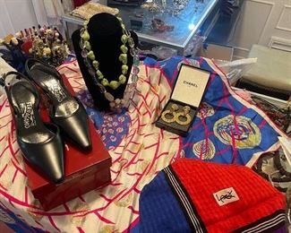 CHANEL EARRINGS, HERMES SCARF, VINTAGE HAT PINS, VINTAGE NECKLACES &* MORE!