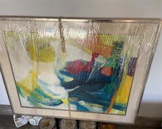MID-CENTURY OIL ON CANVAS!