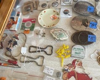 Belt buckles and political campaign buttons