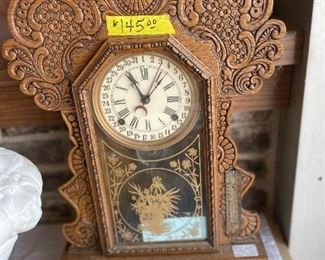 Ornate gingerbread mantel antique clock