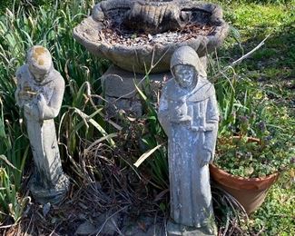 Garden statuary and bird baths