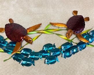 Sea turtle contemporary metal art