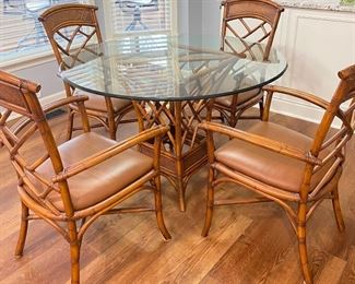 Glass top Rattan and bamboo kitchen set