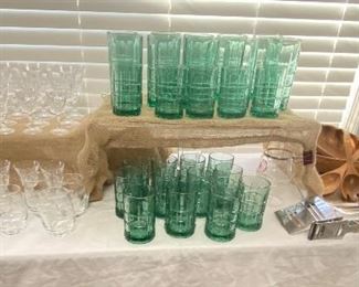 Crystal Wine glasses  Vintage Anchor Hocking glasses Antique etched orb juice glasses (I would use for my wine) ; )