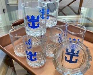 Caribbean Cruise Line rocks glasses and ashtray