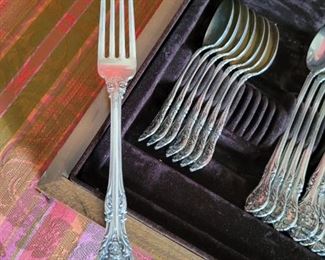 Gorham Sterling Silver Flatware King Edward 8 Place Settings 55 pieces no mono, w/ chest
