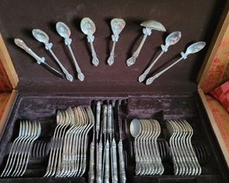 Gorham Sterling Silver Flatware King Edward 8 Place Settings 55 pieces no mono, w/ chest