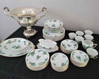 Manchu Narumi China Set, Silverplated Urn Vase