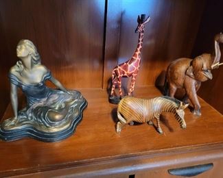 Austin Cast Bronze sculptures, wooded carved animal figurines