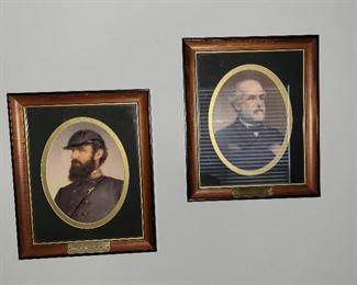 Gen Stonewall Jackson and Robert E Lee Framed Portraits