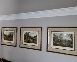 English Hunting Signed and Numbered Custom Framed 4 Series Framed Art- The Meet, The Scent, Full Cry, The Return Home