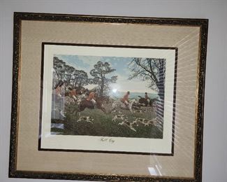 English Hunting Signed and Numbered Custom Framed 4 Series Framed Art- The Meet, The Scent, Full Cry, The Return Home