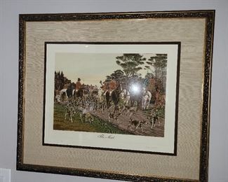 English Hunting Signed and Numbered Custom Framed 4 Series Framed Art- The Meet, The Scent, Full Cry, The Return Home