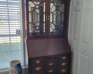 Vintage Pennsylvania House Secretary Desk Bookshelf, Vintage Floor Vase/Umbrella Stand