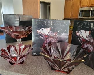 Fifth Avenue Red cut to clear collection Crystal in boxes