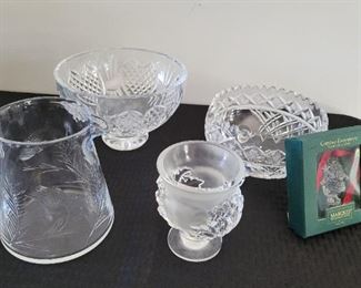 Lalique France Crystal, Waterford, Edinburgh Scotland Crystal Pitcher 