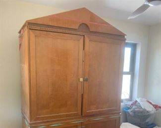 Hickory White Biedermeier Tiger Maple Armoire/entertainment center