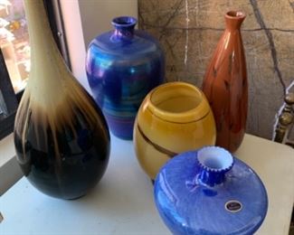 And assortment of vases including a Murano